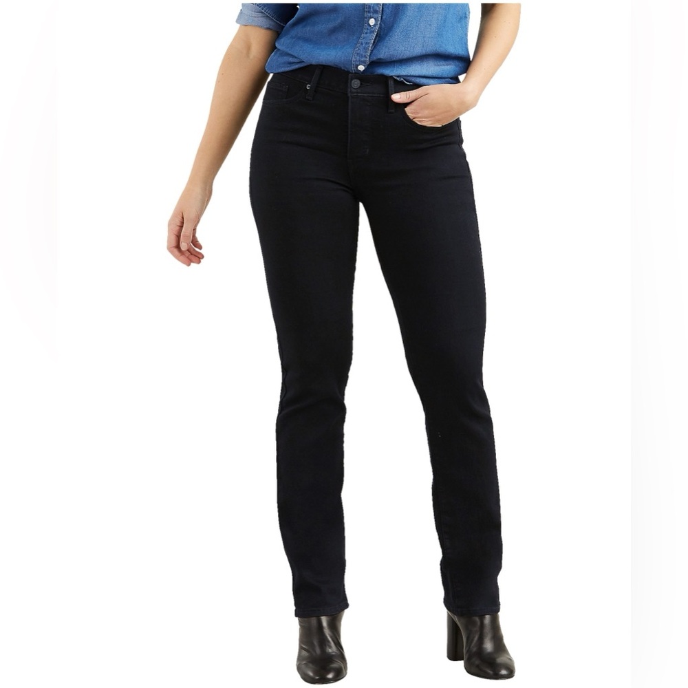 Levi’s 314 Women’s Mid-Rise Soft Black Shaping Straight Denim Jeans Size 32